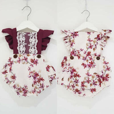

Newborn Baby Girls Lace Floral Ruffle Romper Bodysuit Jumpsuit Outfits Sunsuit