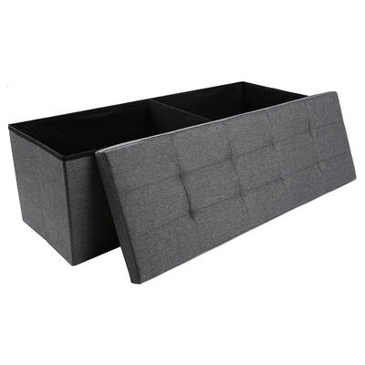 

110 inch Ottoman No Buckle Sofa Cotton Linen Dark Grey