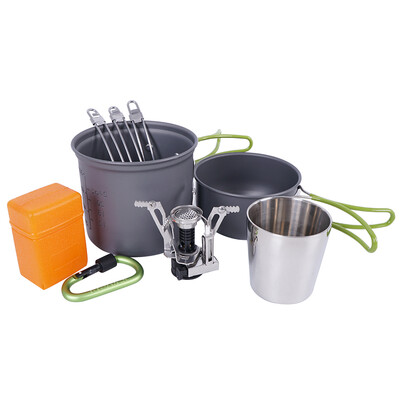 

Odoland Camping Cookware Kit11 in 1 Outdoor Cooking Set Non Stick Camping Pans for 1 to 2 People Traveling Hiking&Camping