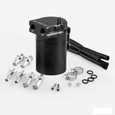 

Universal Baffled Aluminum Oil Catch Can Reservoir Tank Oil Tank with 9mm&15mm Fittings&Oil Dipstick OCC024 Oil Filter