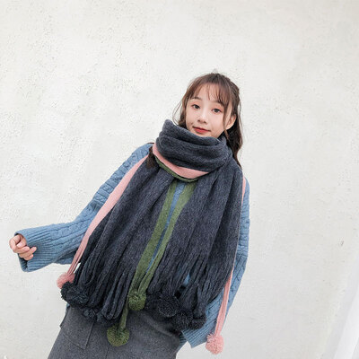 

Korean version of the wild hair ball scarf female new autumn&winter thick warm student shawl Harajuku soft sister girl collar