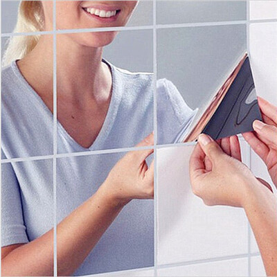 

9PCS Square Mirror Tile Wall Stickers 148cm x 148cm 3D Decal Mosaic Home Room Decoration DIY for Living Room Porch