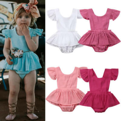 

UK Newborn Infant Kids Baby Girl Romper Jumpsuit Bodysuit Sunsuit Summer Clothes