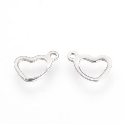 

304 Stainless Steel Pendants Heart Stainless Steel Color 7x105x1mm Hole 15mm