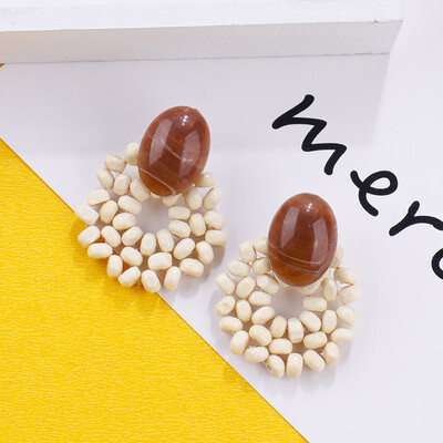 

Flashbuy Wooden Beads Round Statement Earrings for Women Acrylic Resin Drop Earrings Pendientes Girls Jewelry Party Accessory