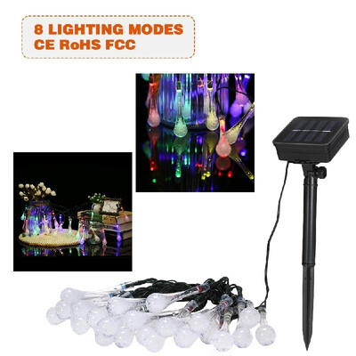 

Solar String Lights 197ft 30 LED Water Drop Rope Light 8 Modes Multicolor for Party Garden Home Festival Decoration