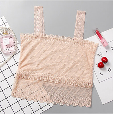 

Womens Lace Solid Bralette Bustier Padded Crop Top Camisole