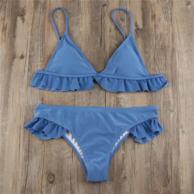 

Roseonmyhand Women Padded Push-up Bra Bikini Set Ruffles Swimsuit Low Waist Bathing Suit Swim