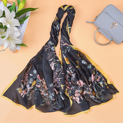 

Spring&summer new elegant flower simulation silk scarf new silk satin print ladies sunscreen shawl scarf SK055