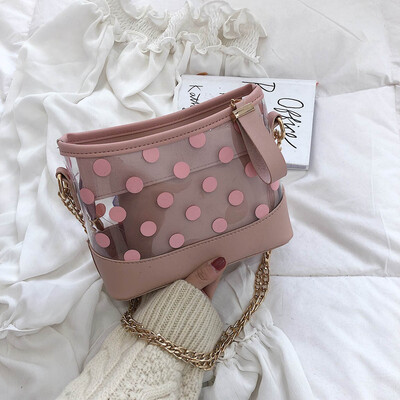 

Tailored Womens Fashion Jelly Transparent Bag Dot Package Super Chain Messenger Bag