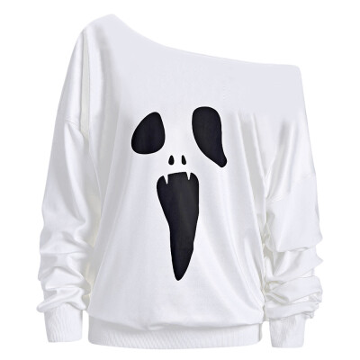 

Halloween Ghost Skew Neck Sweatshirt