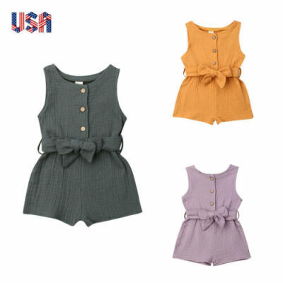 

US Kid Infant Baby Girls Bow Cotton Romper Bodysuit Jumpsuit Sunsuit Clothes Top