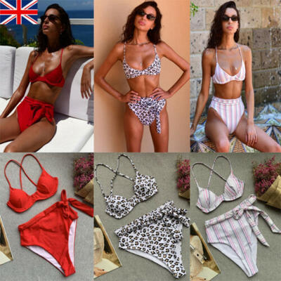 

UK STOCK Womens Summer Bandage High Waist Bikini Swimwear Swimsuit Bathing Set