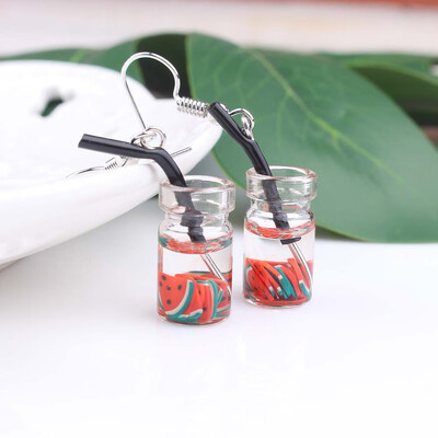 

EK643 Shiny Side New Womens Fashion Brand Jewelry Fruit Juice Cup Drop Earrings Pearl Tea Cute Summer Style Dangle Earrings