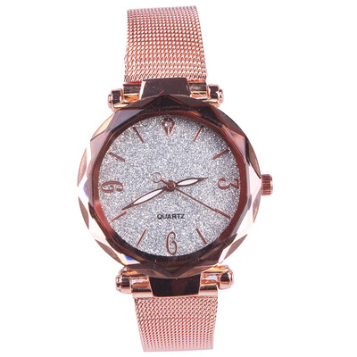 

Womens quartz watch simple diamond mesh with starry watch vibrato