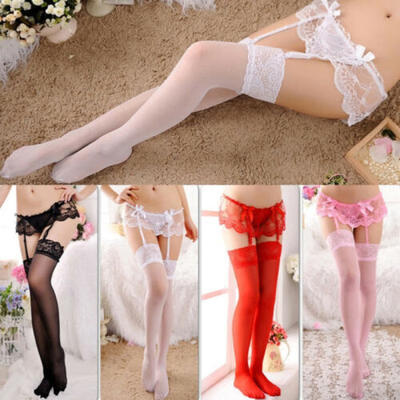 

US Fashion Ladys Lace Silicone Top Stay Up Thigh-High Stockings Woman Pantyhose