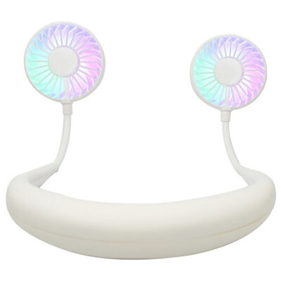 

New Neck Hanging Fans 7 Colors LED Light Luminous Sports Hanging Neck Fan Portable Mini Hands-Free USB Fan