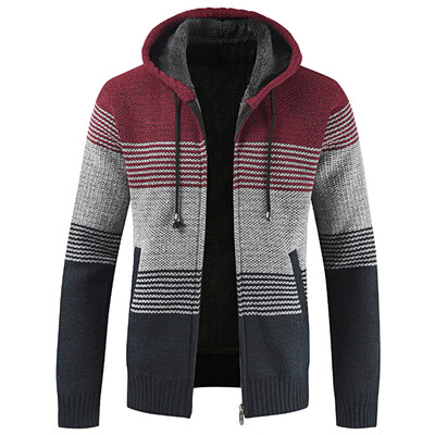 

Color Block Hooded Casual Knitted Sweater