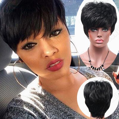 

〖Follure〗Womens Fashion Wig Black Synthetic Hairshort Wigs hair Wave Wig