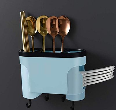

Punch-Free Kitchen Chopsticks Tube Wall-Mounted Drain Knife Holder Chopsticks Tube Cloth Container - Nail-Free Multi-Functional Dr
