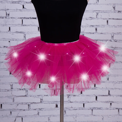 

Roseonmyhand Women 5 layers Mesh Tulle Skirt Princess Skirt With LED Small BulbSkirt