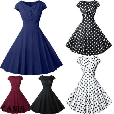 

Womens Ladies 50s Style Vintage Mesh Rockabilly Evening Party Retro Swing Dress