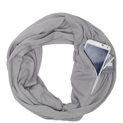 

Solid Color Infinity Scarf Wrap with Pocket