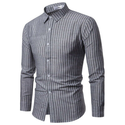 

Men Luxury Striped Long Sleeve Shirt Casual Slim Fit Stylish Dress Shirts Top