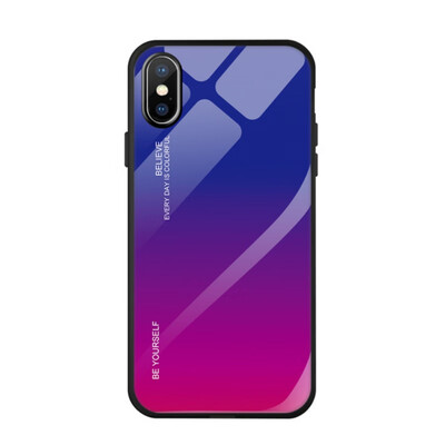

Tempered Glass Case For iPhone X  XR 7 8 Plus Gradient Color Blue Ray Aurora Skin Back Cover For iPhone  Max  XR Case