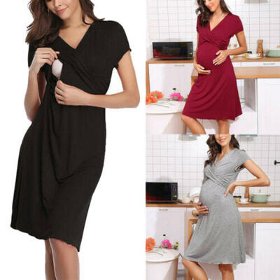 

Women Pregnancy Maternity Short Dress Short Sleeve Breastfeeding Nursing Dresses