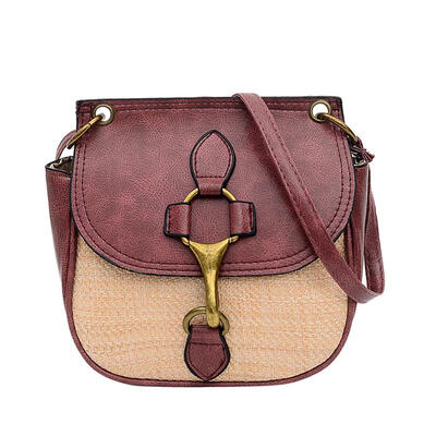 

Vintage Splicing Woven Shoulder Messenger Bag Leather Women Crossbody Bags