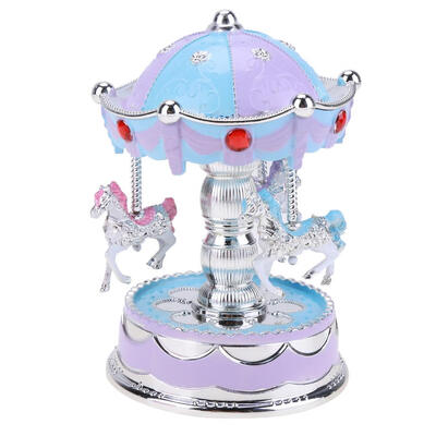 

Romantic Crown Music Box Emitting Clockwork Carousel Kid Birthday Gift Box