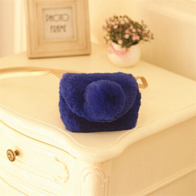 

Fashion 100 Women Fur Ball Leather Bottom Shoulder Plush Crossbody Handbag Tote