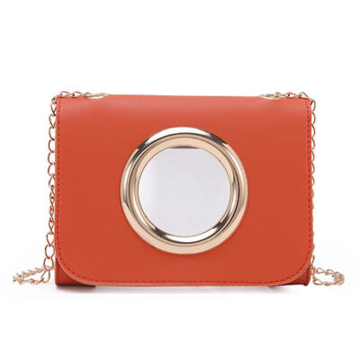 

Solid Color Clear Shoulder Handbags PU Leather Women Chain Crossbody Bags