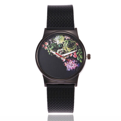 

European&American fashion ladies watch flower dial plastic