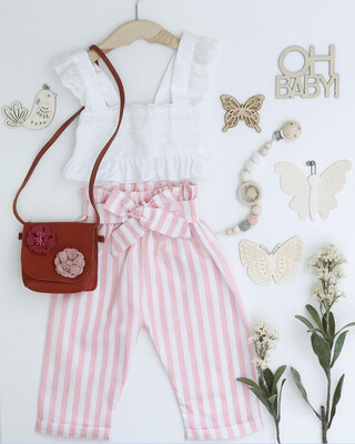

Toddler Kid Baby Girl Ruffle Sling Tops Long Pants 2PCS Outfit Clothes Summer