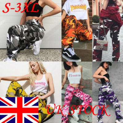 

UK Womens Camo Cargo Trousers Casual Pants Military Army Combat Camouflage Jeans