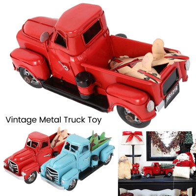 

Christmas Red Metal Truck Kids Gift Vintage Truck with Movable Wheel Table Decor