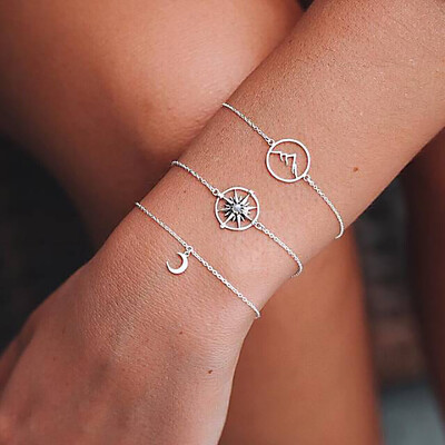 

3 PcsSet Bohemian Handmade Weave Moon Star Bracelet Sets Women