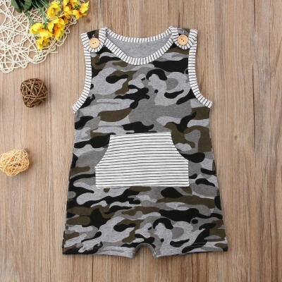 

Summer Newborn Baby Boy Cotton Clothes Camo Romper Bodysuit Jumpsuit Outfits