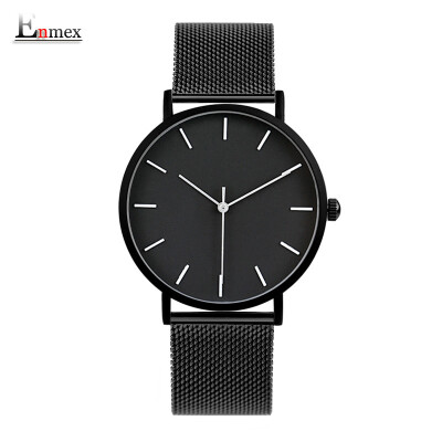 

Enmex simple Design for Translation of Holiday gifts three-dimensional simple couple wrists with thin steel neutral watches