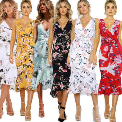 

Women Summer Boho Long Maxi Dress Evening Cocktail Party Beach Dresses Sundress