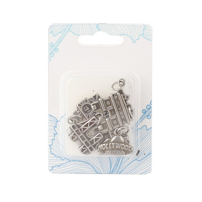 

Vintage 316 Stainless Steel Pendants Building Antique Silver 1522x10518x23mm Hole 5mm 6pcsset