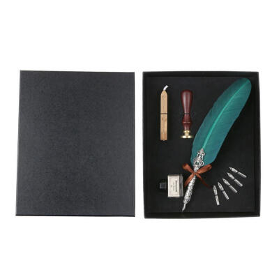 

Retro Feather Dip Pen Writing Ink Set Stationery Gift Box Fountain Pens