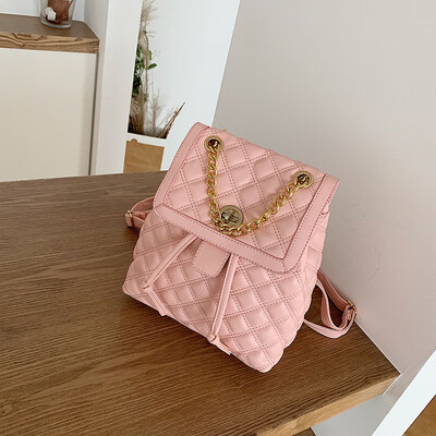 

Shoulder bag female new Korean fashion wild rhombic chain small backpack large capacity travel bag