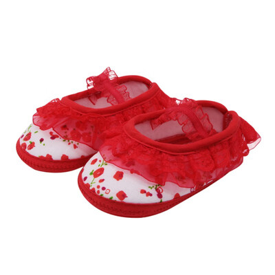 

Baby Girls Shoes Cute Cotton Cotton Anti-skip Sole Shoes for Baby Toddler Shoes Lace Flowers Footwear