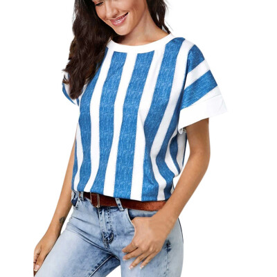 

Starmoon Women Casual Short Sleeve Striped Print O-Neck Tops Blouse T-Shirt Tops