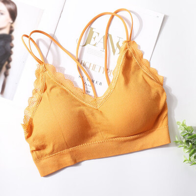 

Women Lace Cross Beauty Back Solid Color Wrapped Chest