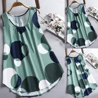 

Starmoon Plus Size Women Big wave Print Casual Sleeveless Vest T-shirt Tops