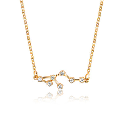 

12 Constellation Crystal Zodiac Sign Pendant Necklace For Women Girls Silver Gold Chain Choker Friendship Necklace BFF Jewelry